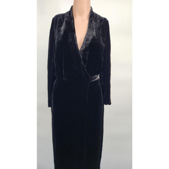 NWOT L’Agence Long-sleeve Velvet Wrap Maxi Dress Size XS Black #1N404 - Picture 2 of 13